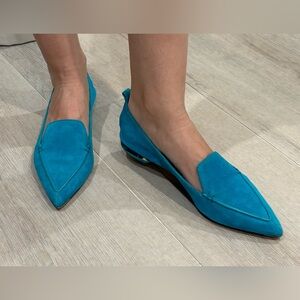 Nicholas Kirkwood Blue Suede Loafers Flats